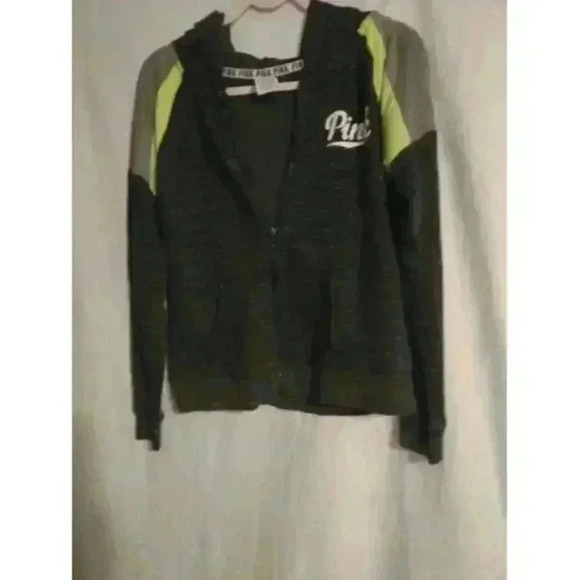 PINK Victoria's Secret Tops - PINK Size L Lightweight  Sweatshirt Neon Green and Gray